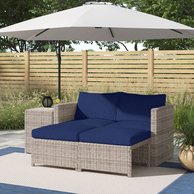 Rattan garden set online with parasol